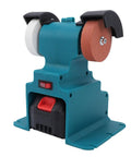Portable Mini Bench Grinder With 200W Motor And 7000Rpm Speed Cuts The Cord And Comes Packed With Dual 4000Mah Batteries showing the side view with grinding wheels.