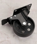 Heavy Duty 4 Inch Cast Iron Swivel Plate Caster with Dual Locking Brakes for Tables and Carts, rust resistant, side view
