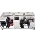 Compact Industrial High Frequency Vibration Parts Washer With Filtration And Hot Air Drying System showing stainless steel tank and components.