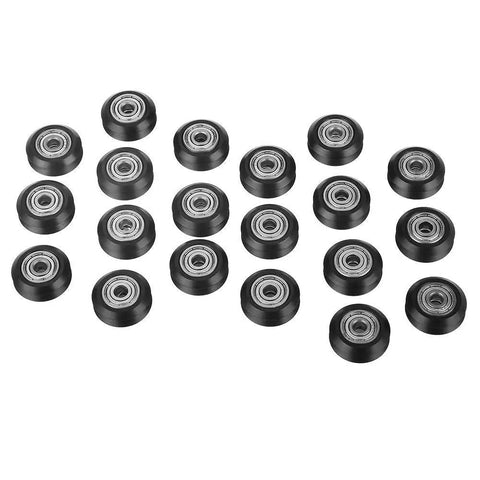 Top Tier V Slot Pulley For Modern 3D Printers featuring smooth 625ZZ bearings, 20 black POM wheels for gantry systems.