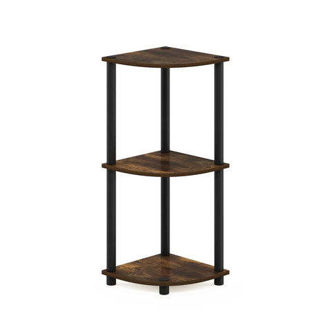 Solid Three Tier Corner Bookshelf For Living Room And Small Apartment Space Saving Setup With Open Display Tiers Sleek Tubular Frame No Sweat Assembly Modern Amber Pine Finish For A Clean Room Glow Up, featuring three tiers and a sleek design.