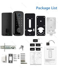 Rock Solid Wifi Smart Deadbolt Lock Loaded With Biometric Fingerprint Keypad Zigbee Hub And Mobile App Control For Bully Proof Front Door Security Zero Drama package components including lock, screws, manual