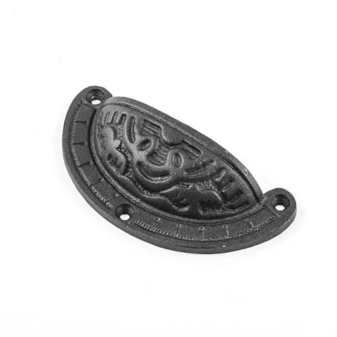 Premium Black Wrought Iron Cup Pulls 4 X 2 Inch Cabinet Drawer Handles Pack Of Six antique geometric design