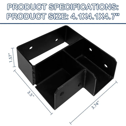 Heavy Duty Workbench Corner Brackets Kit For 2x4 Wood 3 Way Right Angle Brackets Actual 1.5x3.5 Inches with holes and dimensions