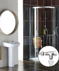 Rock Solid Three Way Brass Diverter Valve Tee Joint Connector With Half Inch Threading For Heavy Duty Bathrooms shown in a bathroom setup.