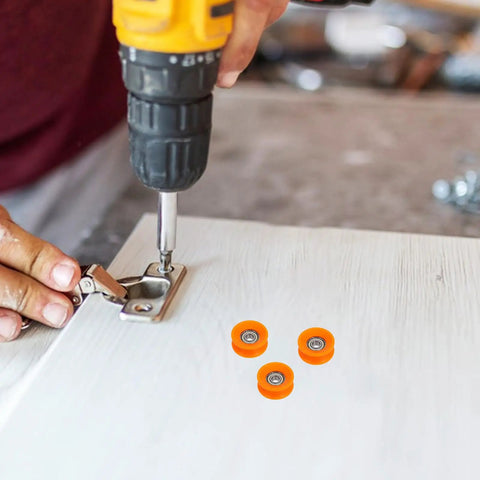 Heavy Duty Nylon U Groove Pulley Wheels With Micro Ball Bearings Built Like A Tank Super Quick Snap Install durable track guide rollers in orange.