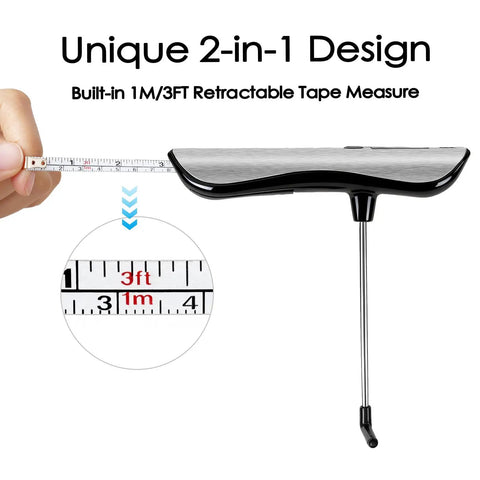 Solid As A Rock Digital Trigger Pull Scale Gauge For Reliable Peak Force Testing With Hella Precise Readings And A Rugged Stainless Steel Body Built For Pro Bench Work, featuring a tape measure.