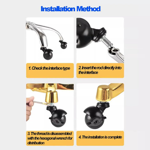 High Capacity Furniture Casters Wheels Set Of Four With Effortless Swivel Action And Reliable Rolling Lock Brake For Big Sturdy Sofas Couches And Wooden Tables Showing Classic Antique Roller Finish installation steps with tools for setup.