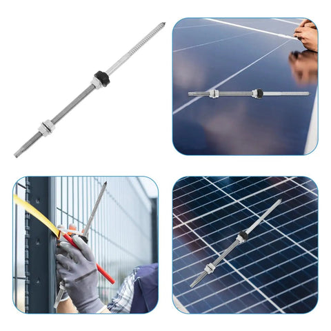 Stainless Steel Solar Panel Hanger Bolt Rock Solid Anchor Hardware to Mount Your Solar Rig Heavy Duty Fastener on roof installation.