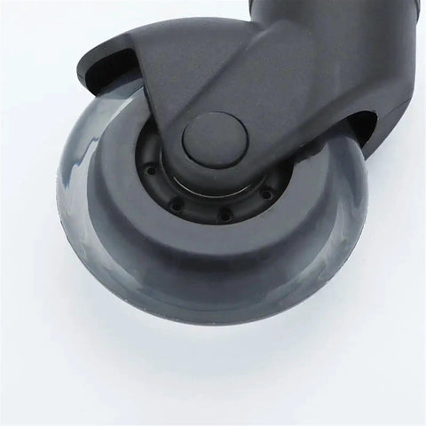 Badass 5 Piece Set Of 3 Inch Transparent Nylon Silent Roll Office Chair Casters Featuring Spring Insert Rods and Universal Swivel Heads for Smooth Gliding, close-up view of caster wheel.