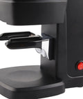 Effortless Automatic Electric Coffee Tamper For Espresso Machines 58mm With Adjustable Pressure And Digital Display side view showing the tamper lever.