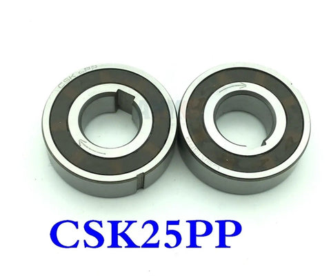 Two Pack Csk25 One Way Sprag Clutch 25x52x15mm Bearing Supported Freewheel Double Keyway, heavy duty clutches side view.