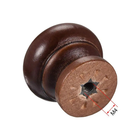 Solid Build Knob Out Round Wood Cabinet Knobs And Drawer Pulls Set Of 15 Dark Red For Kitchen Cupboards Dresser Furniture Easy Install Upgrade Hardware close-up showing M4 screw hole detail.