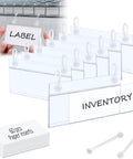 Home Run Plastic Shelf Tags With Zero Hassle Snap Hooks And Ready Paper Cards For Heavy Duty Wire Baskets To Show Price Points And Keep Store Layouts Looking Fresh, featuring clear tag holders and paper inserts.