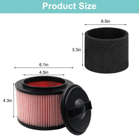 Two Pack Vacuum Filter Replacement Compatible With VF408, VF410P, Beast VFB511B 0201 And Cleva Industrial VF408B, size details