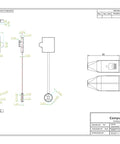 Drawing of Heavy Duty Cat6A Ethernet Retractable Network Extension Reel Waterproof Shielded Patch Cord 150 Foot dimensions.