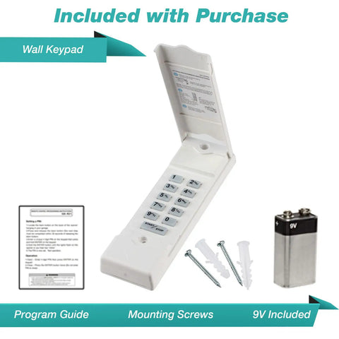 Remote Keypad For Linear MDTK Door Opener Replacement, self programmable with 9V battery, wall keypad, screws, program guide