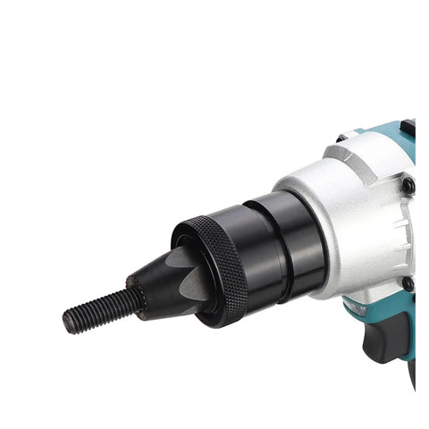 Close-up of the Heavy Duty Brushless Electric Rivet Gun With Kickass Motor Power and Dead Simple Operation for Aluminum Steel Rivets M3 to M10.