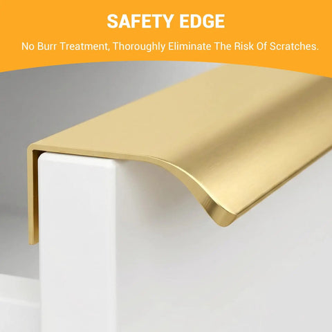 Heavy Duty 10 Pack Edge Finger Pulls For Cabinets Sleek Concealed Drawer Hardware Featuring 150 Millimeter Length and premium gold safety edge design.