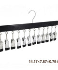 Slick Vertical Closet Organizer With Ten Heavy Duty Pant Clips showing black metal frame and strong clips for dorm storage.