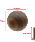 Six Pack Wood Ball Cabinet Knobs One And One Fifth Inch Diameter With Four Fifth Inch Screws Walnut Finish Easy Install Durable Wooden Drawer Hardware For Cabinets Dressers And Home Furniture, 1.2in knob and 0.8in screw