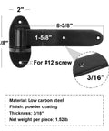 Heavy Duty T Strap Gate Hinges Four Pack Black Finish Lifting Barn Door Hardware dimensions with low carbon steel material.
