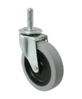 3 Inch Threaded Stem TPR Caster With 110 Lb Load Capacity, Gray TPR Wheel On Black Polypropylene Hub, Ball Bearing Swivel