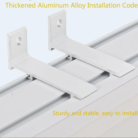 Silent Double Track Baffle Curtain Rail With Slick Slimline Pelmet And Butter Smooth Glide Pulleys Zero Hassle Install Ideal For Heavy Duty Blackout Drapes Total Room Upgrade White 370 Cm installation brackets close-up