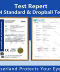 Top Shelf Protective Goggles For Violet And Blue Laser Projects Clear View Optics certification test report with specifications.