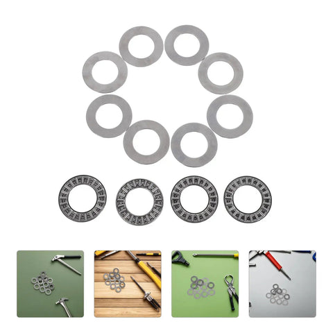 High Strength Thrust Needle Roller Bearings With Washers Set Of 4 Steel flat washers and needle bushings arranged for precision work