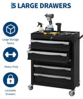 Heavy Duty Rolling Tool Chest With Locking Drawers And Ironclad Keyed Security, showcasing 5 large lockable drawers and tools.