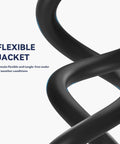 Flexible black jacket of Heavy Duty Three Foot Outdoor Extension Cord Waterproof 12 Gauge Black Power Cable.