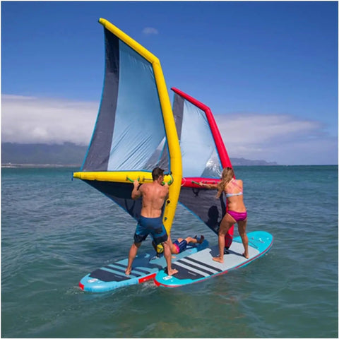 Two people using Inflatable Wing Foil For Wind Wing Foiling And Kitesurfing, 4.2 Square Meters Windsurfing Kite, Waterproof