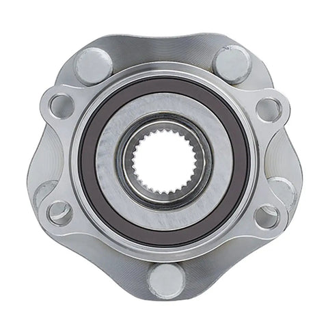 Close-up view of Premium Front Wheel Bearing Hub Assembly Direct Bolt On Replacement for Nissan Rogue and Qashqai 2014-2019.