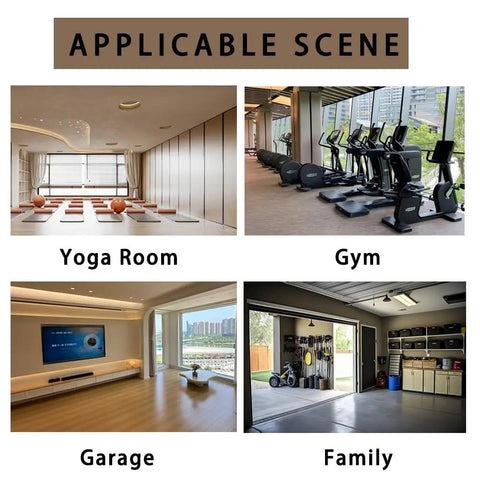 No Sweat Heavy Duty Metal Yoga Mat Storage Rack And Commercial Floor Standing Gym Organizer Shelf in yoga room and gym scenes.