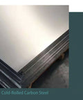 Stack of cold-rolled carbon steel sheets with polished surface on a wooden pallet