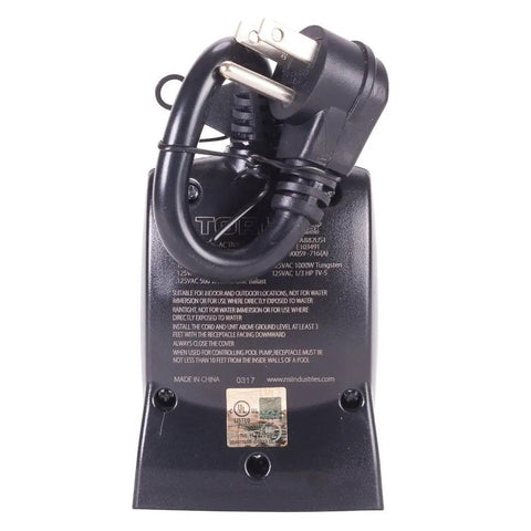 Make Your Porch Lights Run Smooth With This Beefy Outdoor Plug In Timer Using Natural Light Sensors For Auto Day Night Cycling Zero Headache Landscape And Holiday Setup 15 Amp, showing back view with plug.