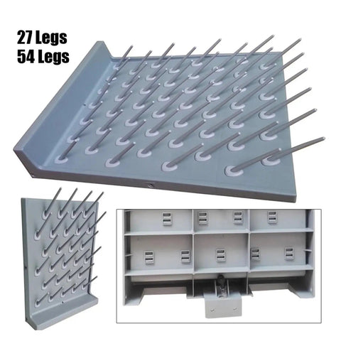 Wall Lab Drying Rack With 27 Pegs For Safe Draining And Storage, Premium Food Grade Poly Propylene Material, angled view of pegs.