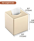 Hand Tissue Box Cover Decorative Square Tissue Holder for Bathroom Vanity Dresser Nightstand Office Parlors, champagne gold finish