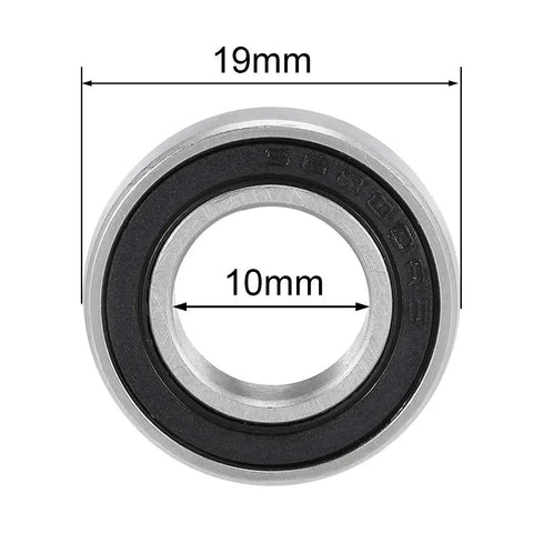 Heavy Duty S6800 2RS Deep Groove Ball Bearing 10mm by 19mm by 5mm showing dual seals and dimensions for precision use.