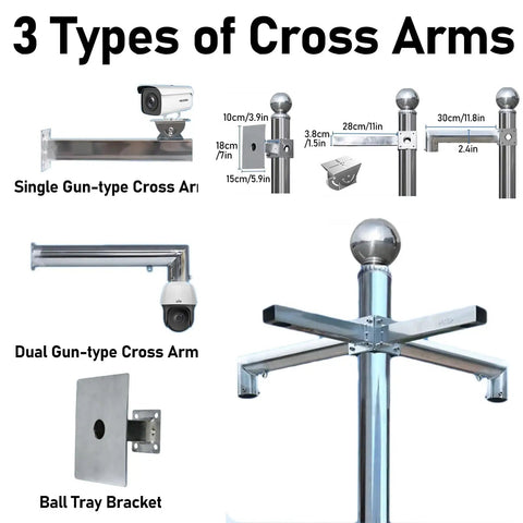 Heavy Duty Stainless Steel Surveillance Stand With Camera Mount Pole Bracket, Portable Wide View Post Kit For Outdoor Use, Adjustable Height From 6.5 Ft To 19.6 Ft, 4 Way Panel Design For Wide Coverage On Schools, Backyards, Porches And Walkways