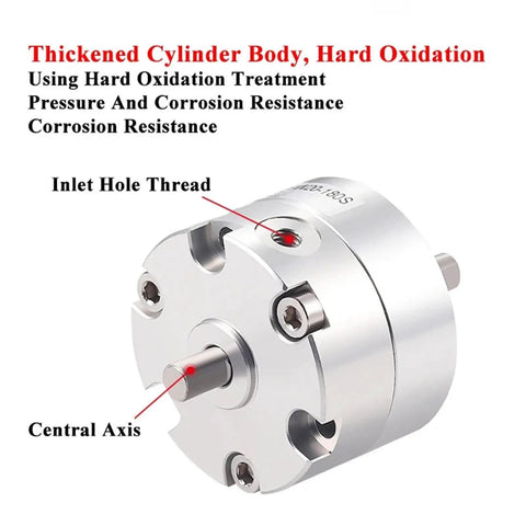 Heavy Duty Single Vane Swing Rotary Pneumatic Actuator Built Tough With A Rock Solid Seal And No Hassle Mounting close-up showing inlet thread and central axis.