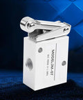Heavy Duty Mechanical Pneumatic Roller Valve For Air Control With One Quarter Inch Ports, metal body, industrial use.