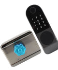 Rock Hard Aluminum Alloy Smart Deadbolt Featuring Rapid Fingerprint Reader with keypad and touch sensor for secure access.
