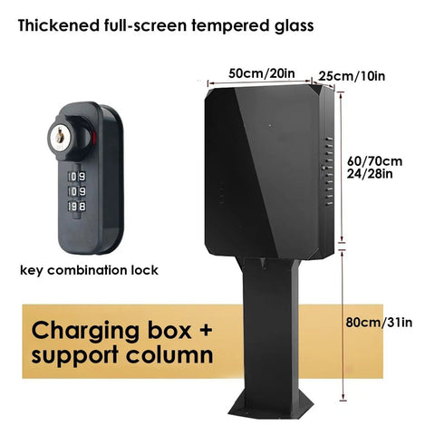 Kickass Ev Charger Box Outdoor With Pedestal Stand And Secure Lock Cover Weather Resistant Housing for home electric vehicle recharges