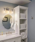 Three Light Bathroom Vanity Light In Brushed Nickel Finish With Clear Glass Shades Wall Mounted Over Mirror Hardwired Bath Light Fixtures