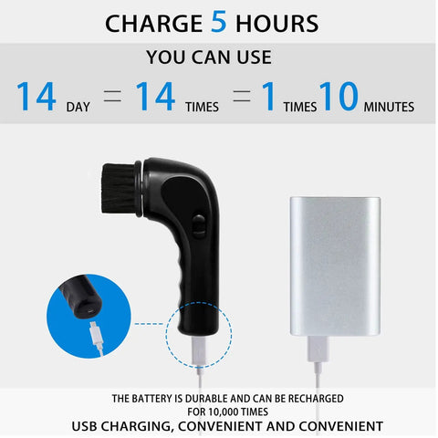 Portable Electric Shoe Cleaner And Polisher Brush Kit For Sneaker Upkeep With Dual Brush Heads USB powered charging with brush