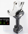 Heavy Duty Battery Powered Cable Cutter 75mm Ratchet Tool Kit With Charger, showing brushless motor and charge display, Black.