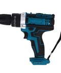Badass Cordless Drill Driver Featuring 10 Mm Keyless Chuck And 21 V Brushless Motor Delivering Serious Kick For Tough Diy Projects Around The House With Smooth Variable Speed Settings, side view showing chuck and handle.