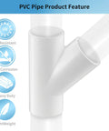 Five Pack 1 Inch PVC Wye Fittings For Plumbing Durable PVC Pipe Y Fitting Set, UV and impact resistant features.